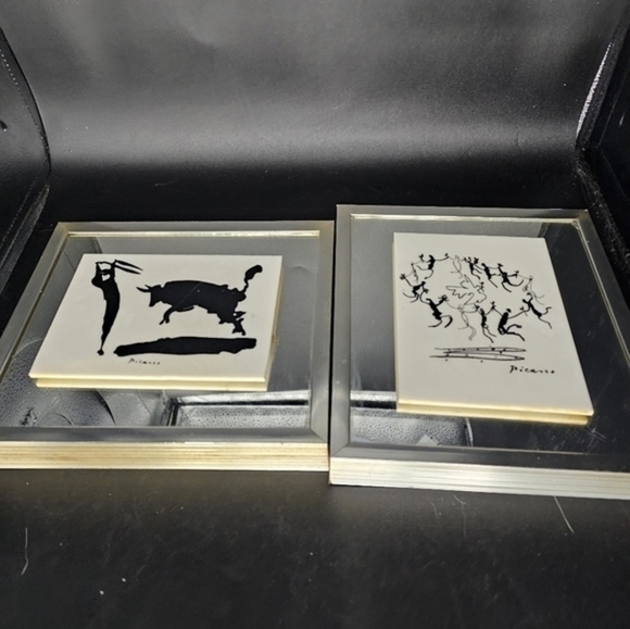 Vintage mirror art with signed Picasso serigraphs on tiles - Picture 7 of 14
